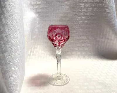 Nachtmann Traube Cordial 4 5/8  Cranberry Pink Cut To Clear Crystal Bohemian • $19