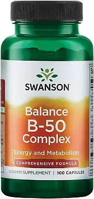 B-50 B-Complex Vitamins Energy Cardio Stress Metabolism Support 100 Capsules (Ca • $34.11