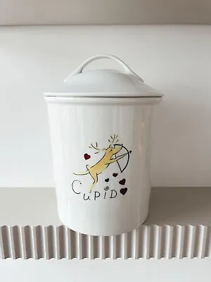 Rare Pottery Barn Reindeer Cupid Holiday Christmas Cookie Jar • $225