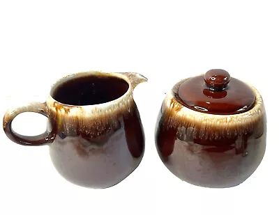 McCOY Brown Drip Glaze Creamer And Sugar Bowl W/Lid 7020 Set 1970s Excellent VTG • $29.99