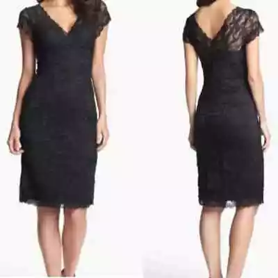 Marina Black Lace Stretch Bodycon Dress Size 16 • $60