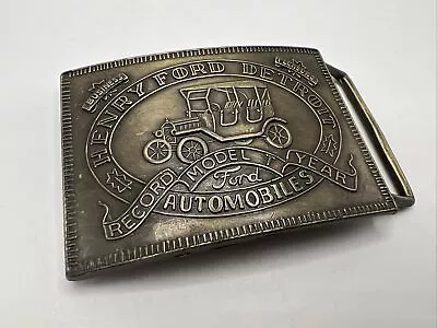 Henry Ford Detroit Classic Automobile Record Model T Year Brass Belt Buckle A • $15