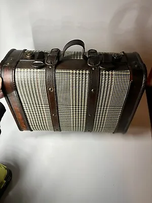 VINTAGE Carry On Bag Luggage Hard Case Houndstooth Pattern • $104.97