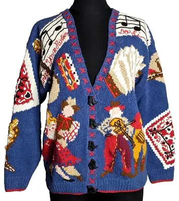 Vintage BellePointe Women's S Western Square Dance Sweater Cardigan Cowboy Boots • $199.99