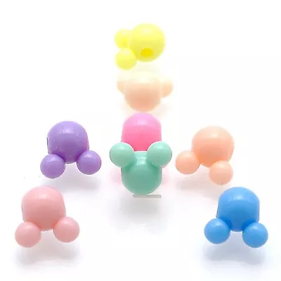 50 Mixed Pastel Color Acrylic Mouse Face Pony Beads 16mm Jewelry Making • $2.85