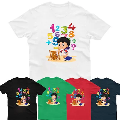 Maths Day Kids T Shirt Boys Girls Maths Colorfull Symbols Funny Gift Tee Top • £11.49