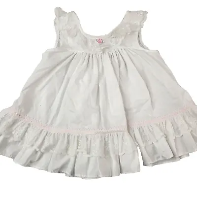 Vintage 80s Bryan White Girls Dress Lace Collar Hem Size 4T Pinafore Apron • $43.79