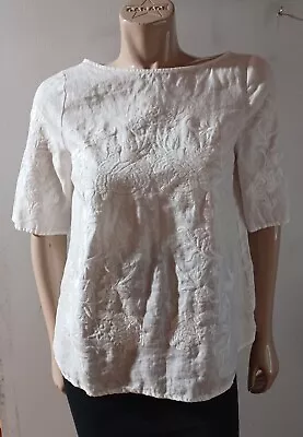 $16 • Buy Zara Women's Top Sz XS White Linen Embroidered Floral 
