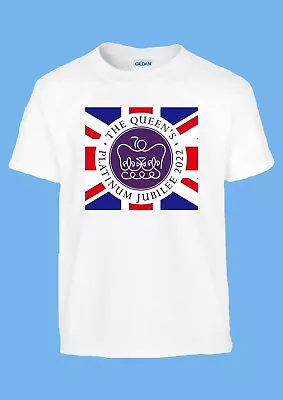 Union Flag Queen's Platinum Jubilee Hipster Unisex Boy Girl  Kids T-shirt 543 • £8.17