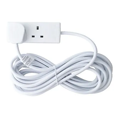 2 Way Gang Extension Socket 13amp 5m Long Lead Cable With Plug White • £10.99