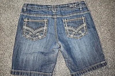 D7 11/12 (W 34 ) H2J HYDRAULIC Jeans Stretch Denim Bermuda Shorts Thick Stitch • $34.99