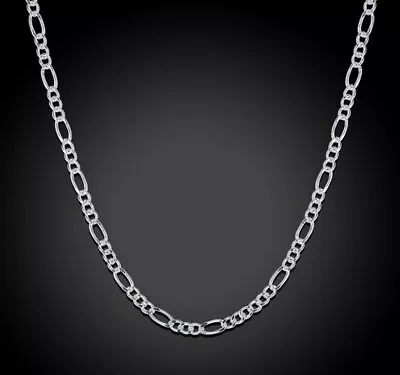 Sterling Silver Figaro Chain Necklace Diamond-Cut 2mm 925 Sterling Silver Figaro • $14.99