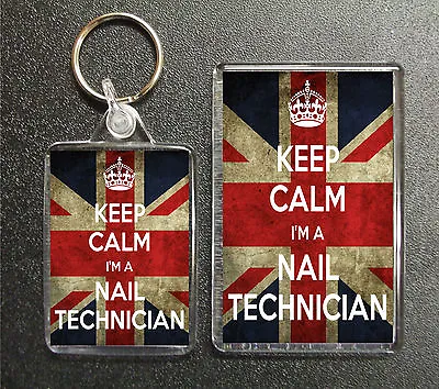 Keep Calm I'm A Nail Technician Union Jack Keyring And Fridge Magnet Gift Set • £6.50