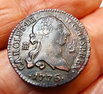 1776 Carolus III 2 Maravedis  Spanish Colonial Era Segovia Mint  XF  235 G • $75