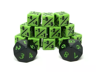 MTG Poison Counter Dice Set X2 D10  SpinDown Dice X12 D6 -1/-1 Toxic Infect  • $12.95