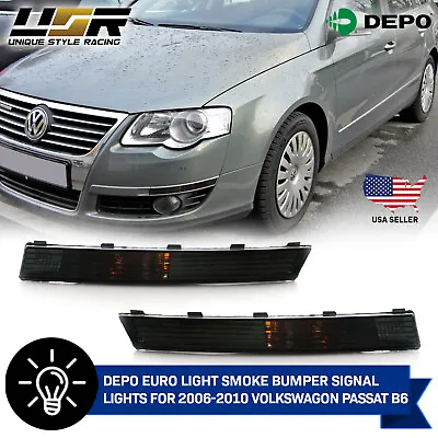 DEPO Euro Smoke Bumper Signal Lights Pair For 2006-2008 VW Passat B6 3C • $42.44