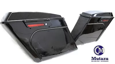 Mutazu Black Out Stretched Extended Hard Saddlebags 4  Fit Harley HD Touring  • $399