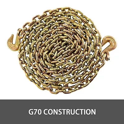 20ft Transport Tow Chain 5/16  G70 Tie Down Binder W 2x Grade 70 Hooks Rigging • $48.99