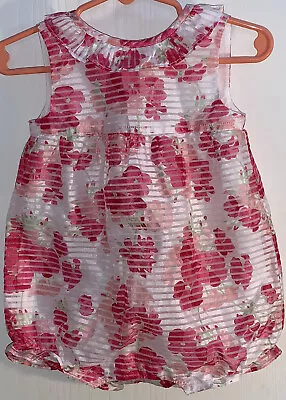 Gymboree  Dressed Up  Baby Girl 6-12M One Piece Outfit Pink Floral  Bubble  EUC • $10.75