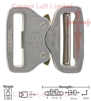 AustriAlpin Ansi Cobra 45mm Chrome Buckle (riggers Belt Combat Shooting • £25.20