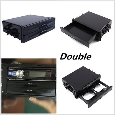 Black Double Din Dash Radio Installation Pocket Cup Holder Storage Box For Car • $23.30