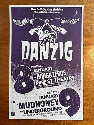 Danzig Mudhoney Concert Poster Flyer Original 1988 Misfits Portland Seattle • $350