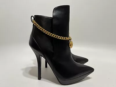 Versace Black Leather Medusa Platform Boots 38 • $480