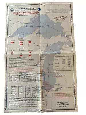 Vintage 1973 MARINE Weather Services Chart GREAT LAKES Michigan & Superior • $10