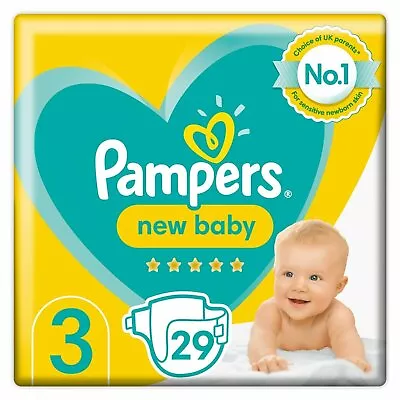 Pampers New Baby Size 3 Carry Pack 29 Nappies With Protection For Sensitive Skin • £10.28