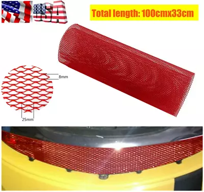 100x33cm Red Aluminium Car Bumper Grille Grill Mesh Net Vent Seagull Hole 8x25mm • $18.26