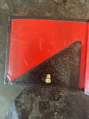 Vintage Mark Cross Black And Red Leather Trifold Wallet • $19.99