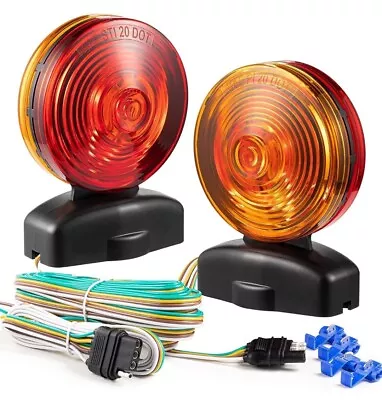 12V Magnetic Tow Light Kit For Trailer RV Dolly Boat Truck Two Side Red & Amber • $25