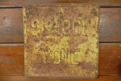 Vintage Authentic SCHOOL ZONE Embossed Steel Street Road Sign - 24” X 24” • $124.95