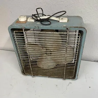 McGraw Edison ZERO Box Fan Vintage 15” Turquoise 4 Blade Metal 3 Speed - HN • $60