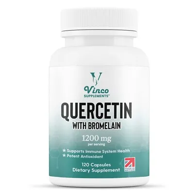 Quercetin With Bromelain 1200mg Per Serving - 120 Veg Caps - For Immune Support • £19.99