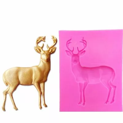 Deer Silicone Mold Fondant Gumpaste Sugarcraft Christmas Cake Decor Resin Mould • $11.78