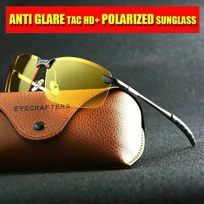 Tac HD Polarized Day & Night Vision Glasses Men Driving Pilot Aviator Sunglasses • $9.99