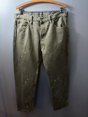 Mens LEVIS 501 Jeans 36X32 Green. Bleach Marks. Cool Pair Of Jeans. Denim Pants • $11.99