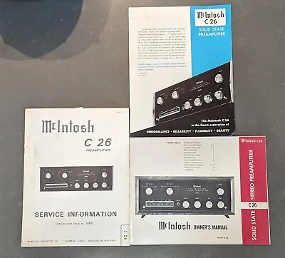 McIntosh C26 Solid State Stereo Preamplifier Catalog Spec Booklet Flyer C 26 Lot • $99.99