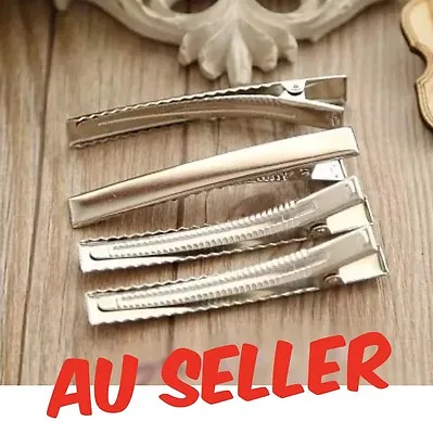 10 X 40mm Silver Metal Plain Hair Clips Alligator Clips DIY  • $1.65