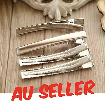 10 X 65mm Silver Metal Plain Girl Hair Clips Alligator Clips DIY Christmas Gift • $1.89