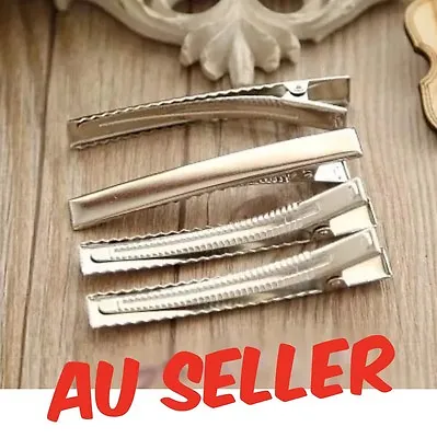 100 X 45mm BULK Silver Metal Plain Hair Clips Alligator Clips DIY Gift • $15