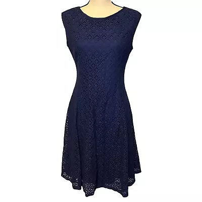 Jessica Howard Women's Navy Blue Fit & Flare Lace Mini Dress Size 4 NWOT • $40