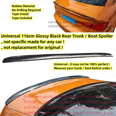 116cm Car Universal Painted Glossy Black Rear Boot Lip Trunk Spoiler Wing Rubber • $31.75