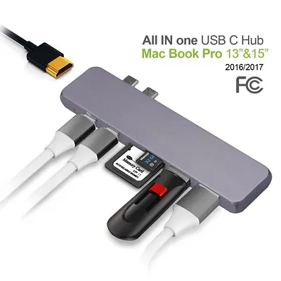 $65.54 • Buy USB C Hub Adapter Dongle For MacBook Air 2018/2019, MacBook Pro 2019/2018-2016