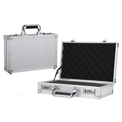 Silver Aluminum Flight Case Hard Men Briefcase Safety Toolbox With Foam Inserts • $43.64