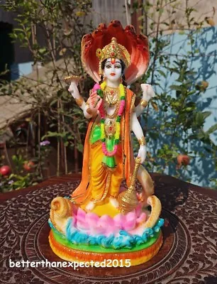 Lord Vishnu Poly Resin Idol Statue Hand Painted Big Size For Home Office Decor • $59.90