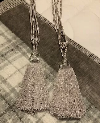 New Laura Ashley Bardot Fringed Tassel Tie Backs In Dove Grey- RRP £80 • £30