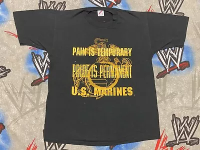 U.S. Marines  Pain Is Temporary Pride Is Permanent  T-Shirt VTG 80s Creed • $19.99