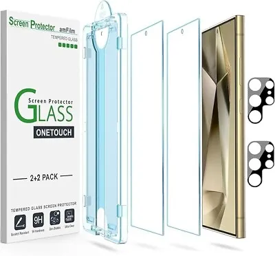 (2+2 Pack) AmFilm OneTouch For S24 Ultra Tempered Glass Screen & Lens Protector • $10.99